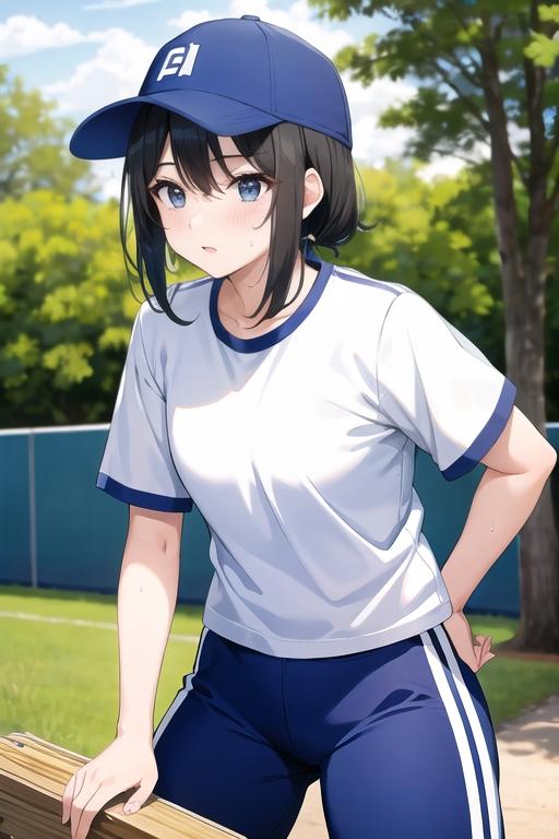 汗だく短パン体操服さん