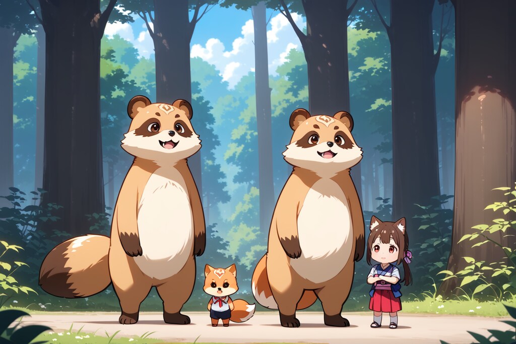 タヌキ一家と、もうひとり