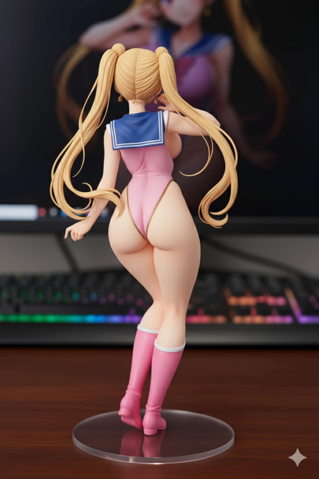 机の上で繰り広げられる正義と悪のハイレグ美少女達の死闘！・・僕の机の上で艶めかしい悲鳴と共に消滅する黒髪のハイレグ美少女（女戦闘員）😍💕（フィギュアでやられシリーズ）