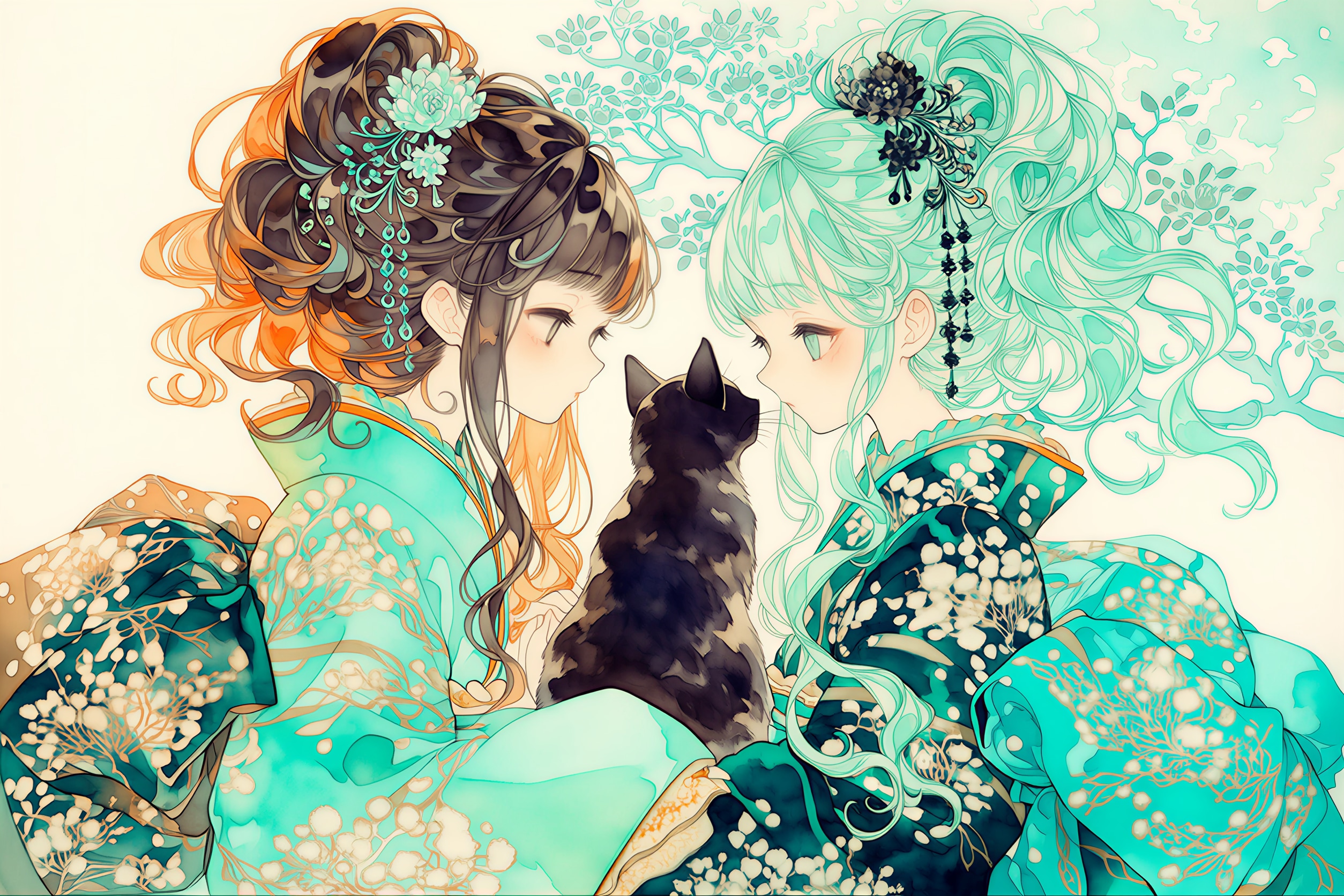 猫と翡翠の乙女 | の人気AIイラスト・グラビア