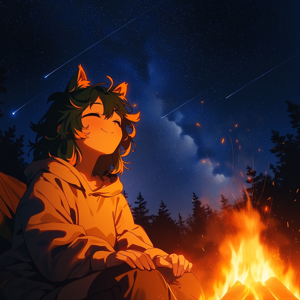 星の夜と焚き火と（１）niji7 | の人気AIイラスト・グラビア