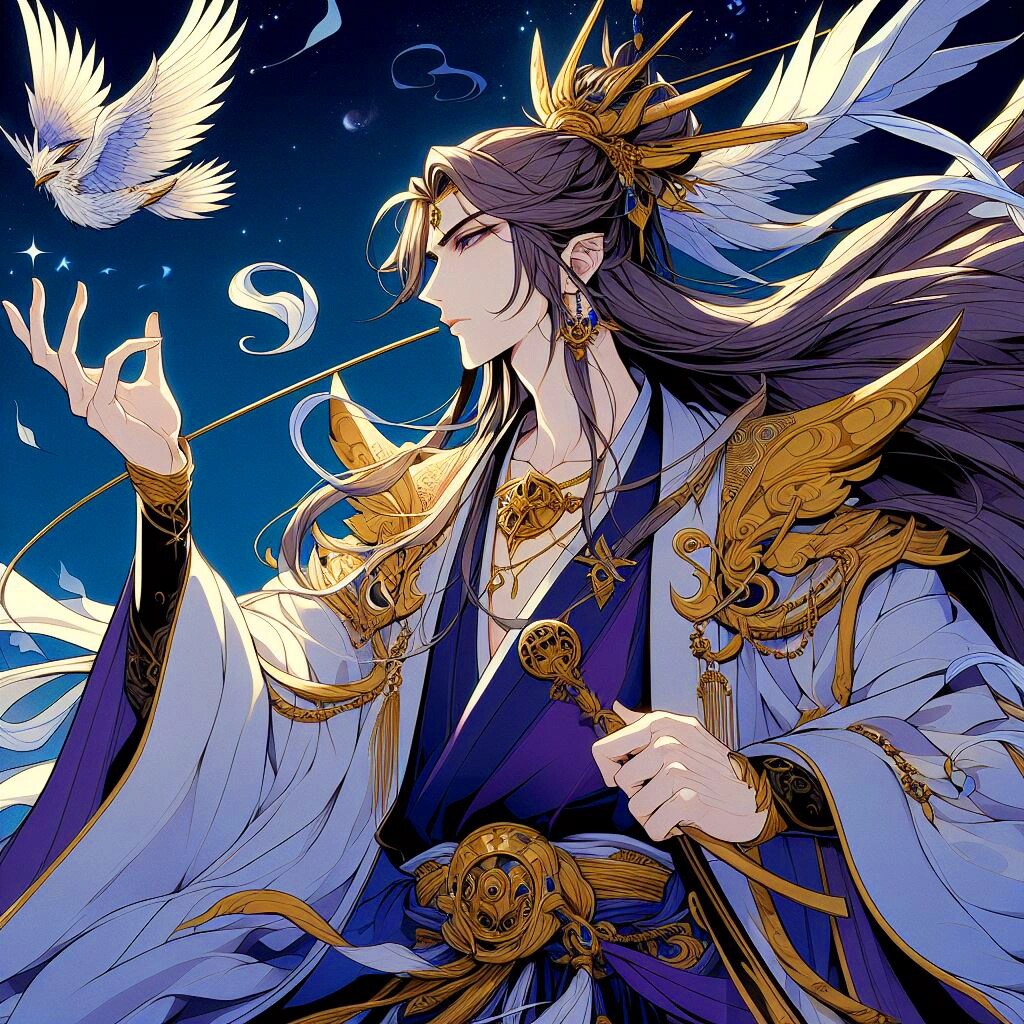 和風な黒髪長髪男性の神様＊その1・DALL-E3に考えてもらったシリーズ(8枚)