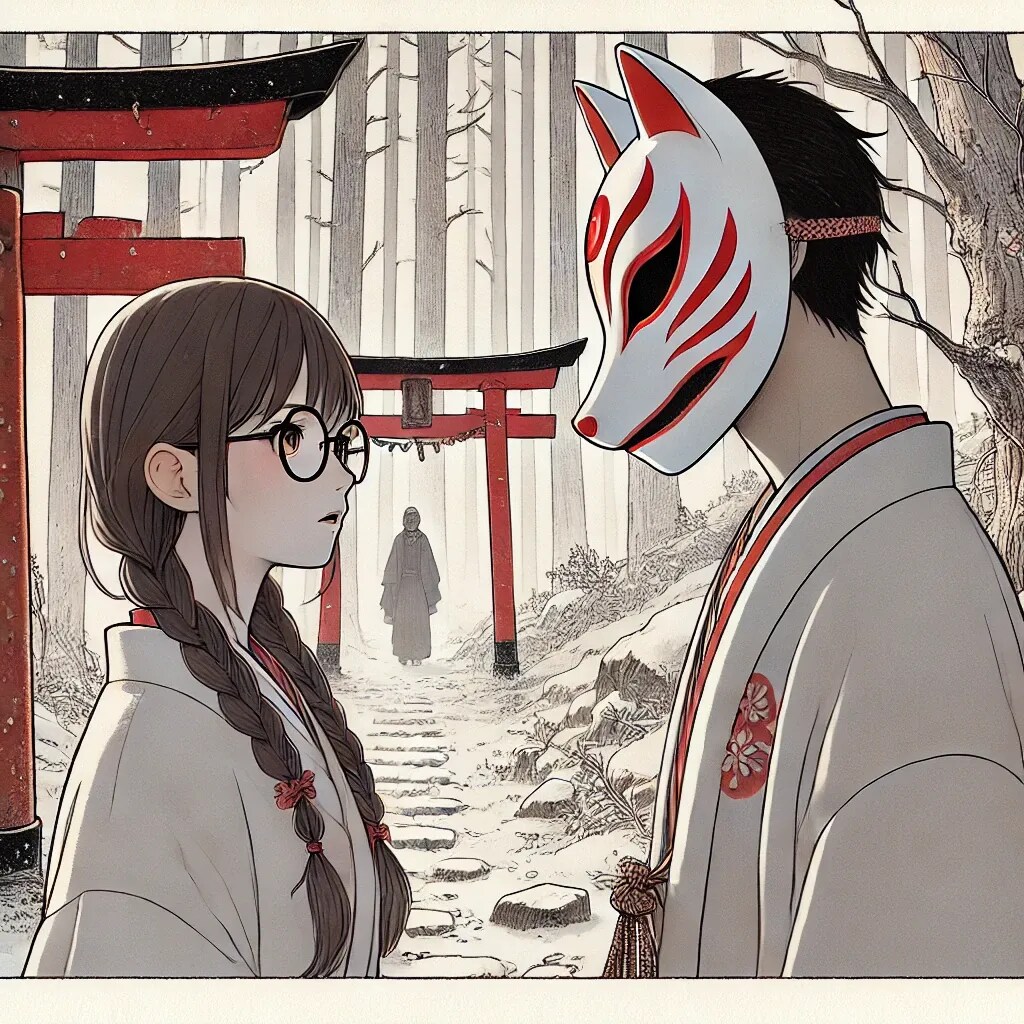 能面男と少女