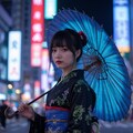 ネオンに映える和服の乙女 7枚目