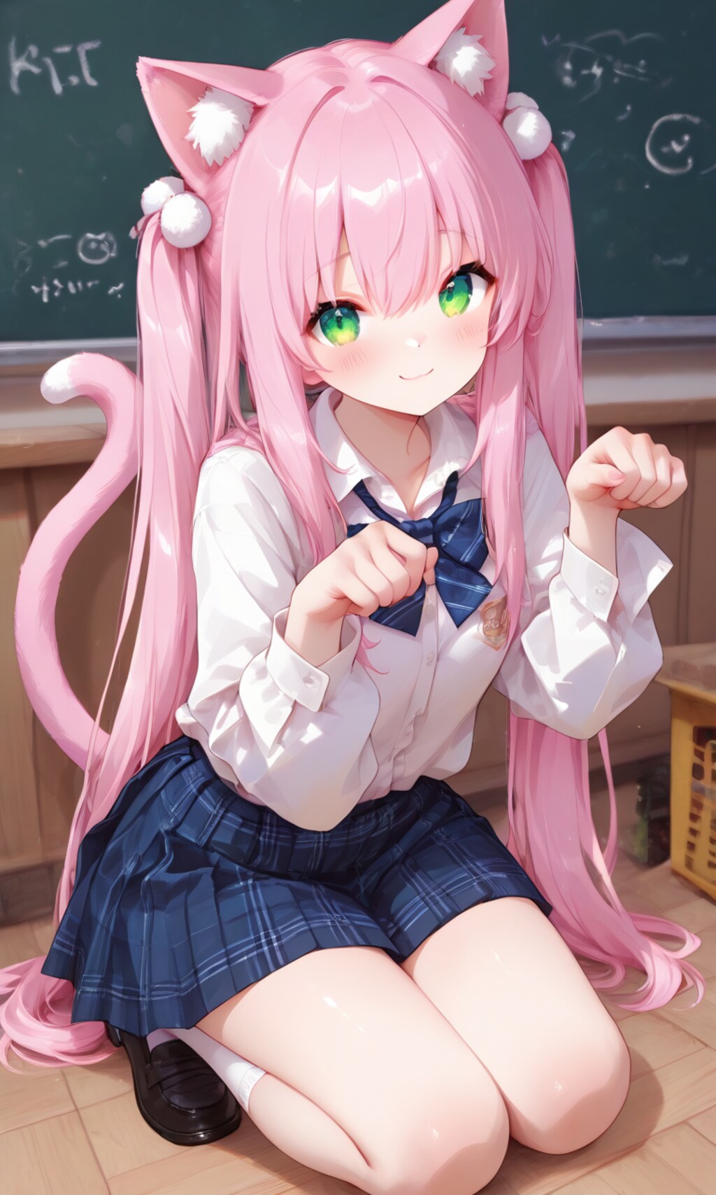 にゃんこポーズの女の子