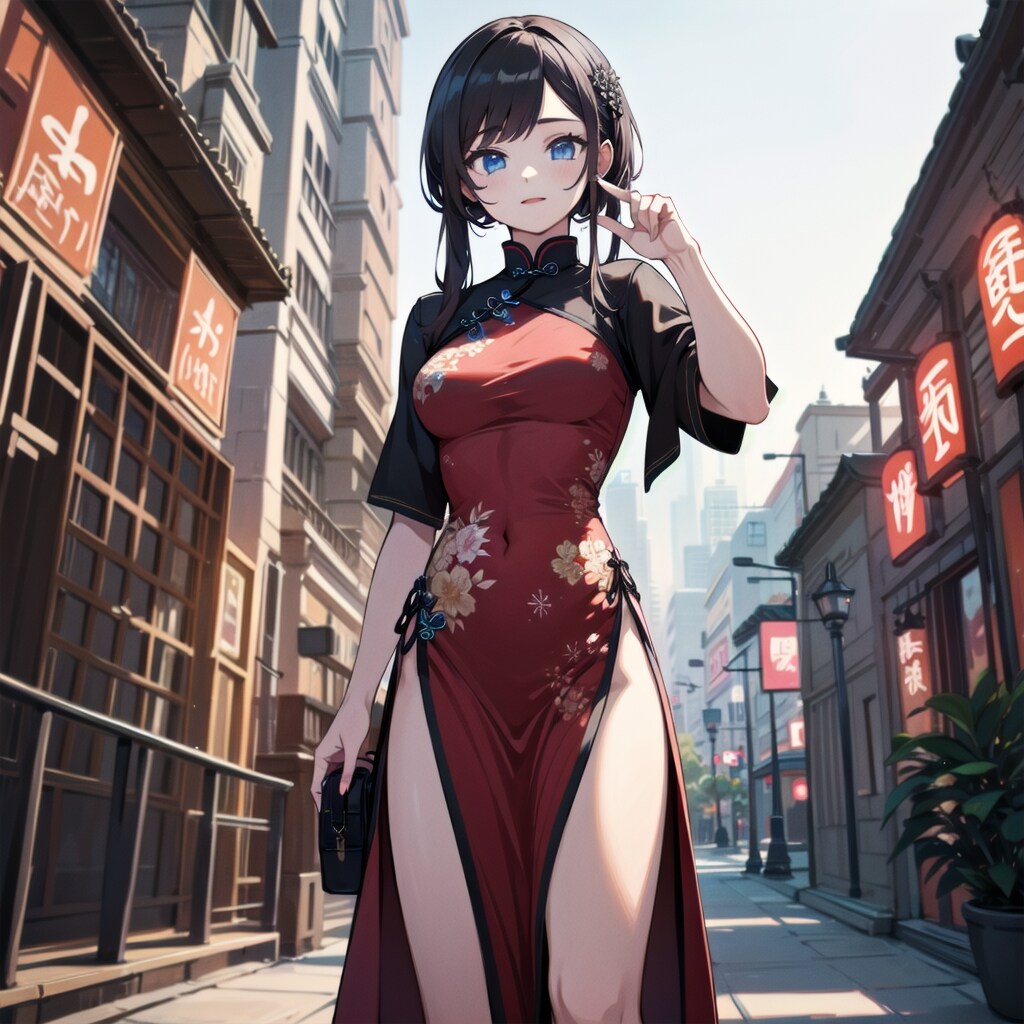 チャイナタウンのチャイナドレス