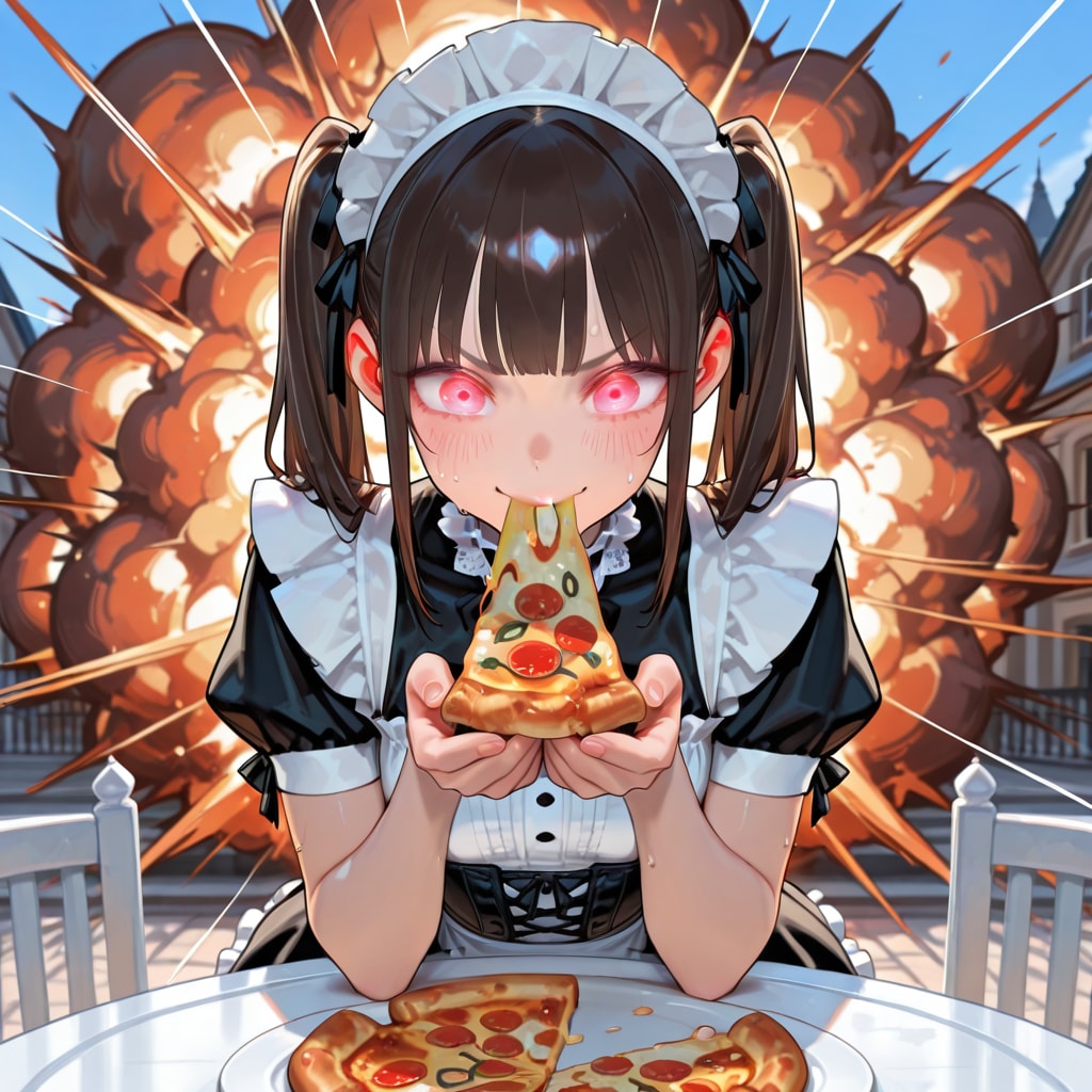 メイドちゃんのおピッツァ爆発テスト🍕💥