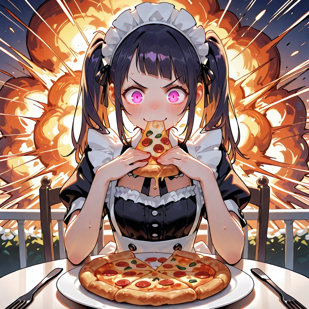 メイドちゃんのおピッツァ爆発テスト🍕💥