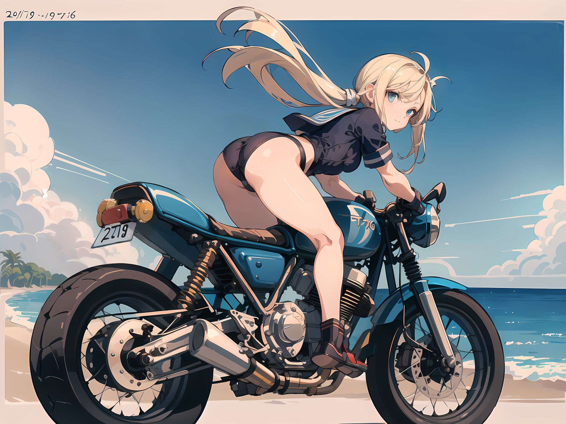 海辺のバイクっ子