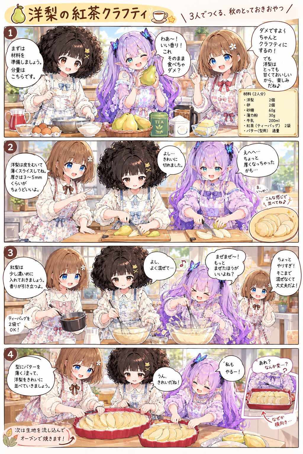洋梨と紅茶のクラフティ | の人気AIイラスト・グラビア
