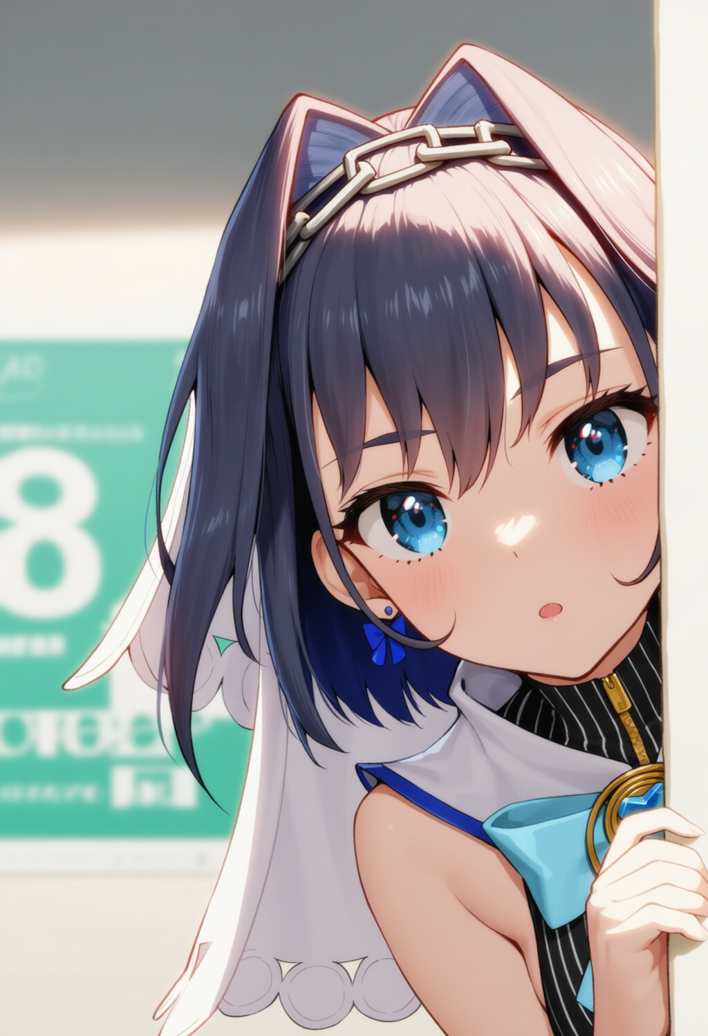 クロニーが物陰からジッと見つめているだけ