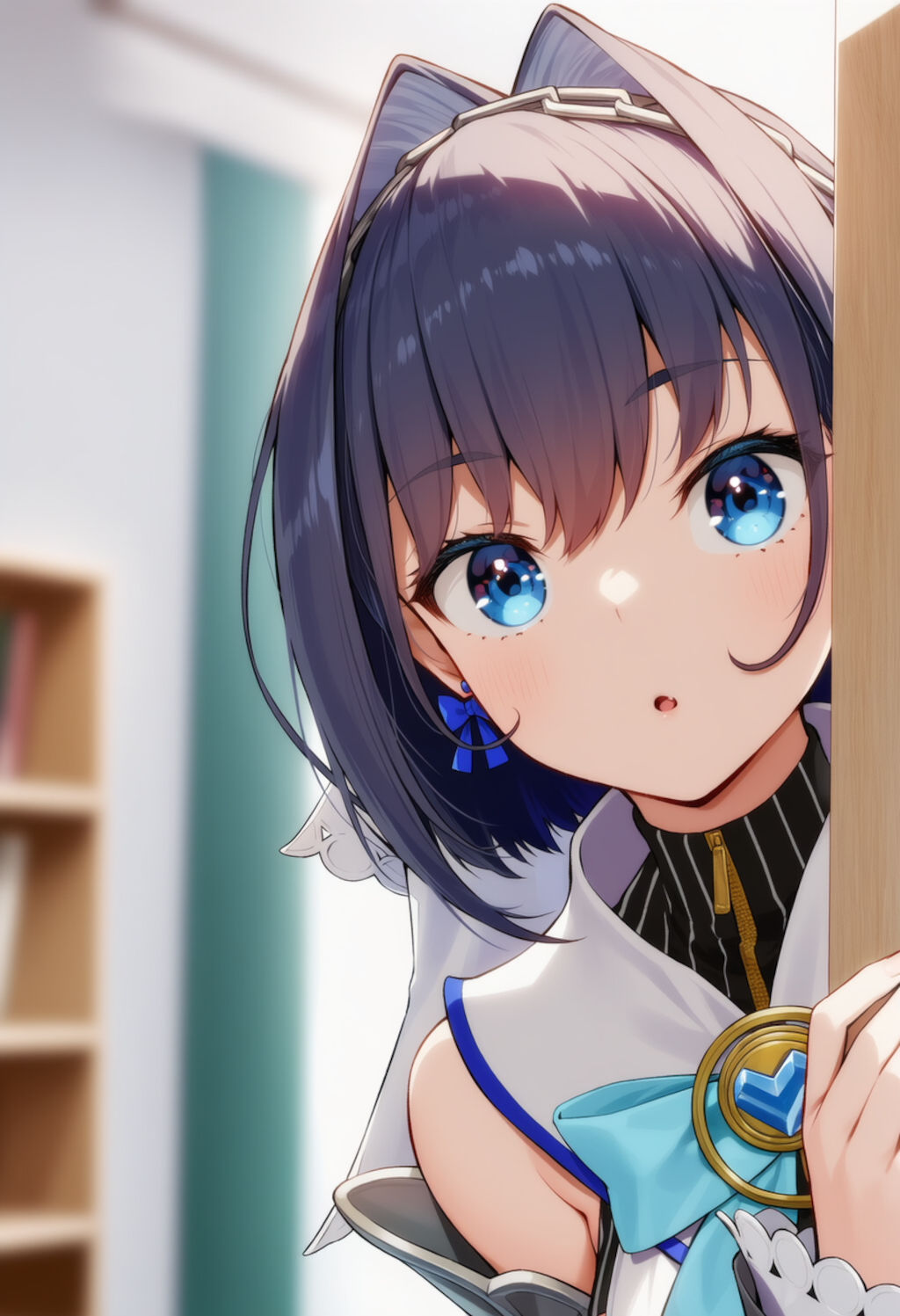 クロニーが物陰からジッと見つめているだけ