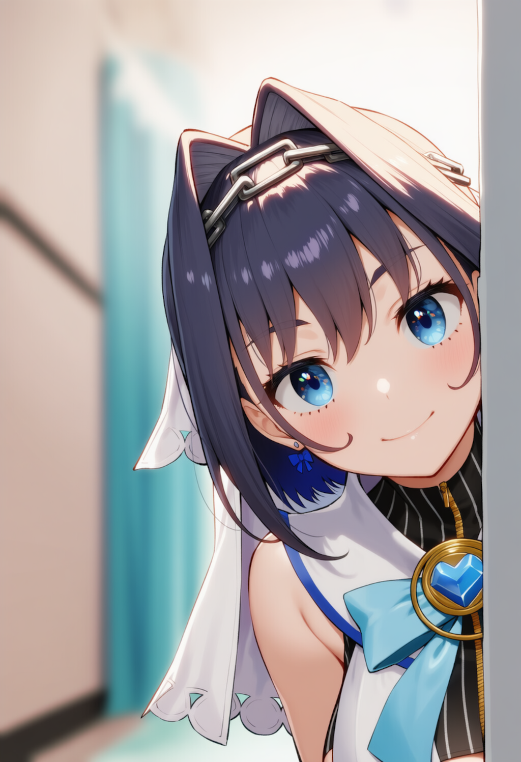 クロニーが物陰からジッと見つめているだけ