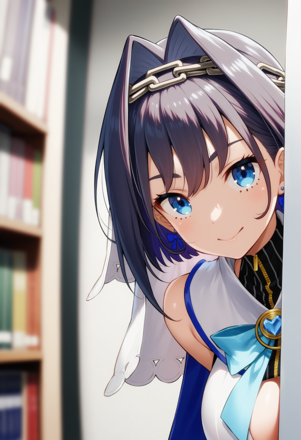 クロニーが物陰からジッと見つめているだけ