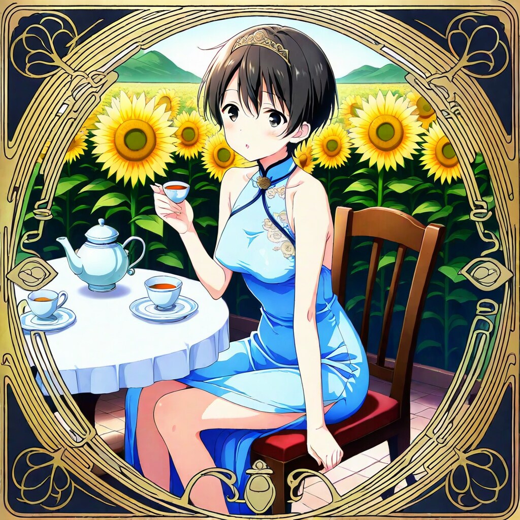 ひまわり畑でティータイム２