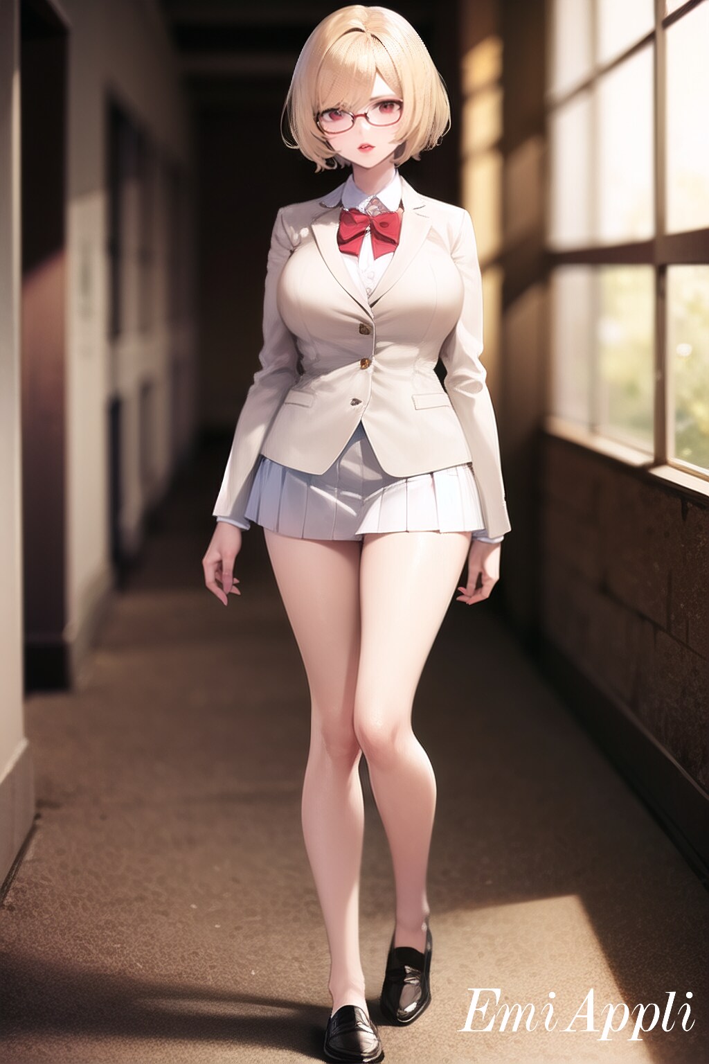 ブレザーの制服を着たかわいい女の子