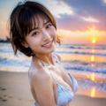 夕焼け白ビキニ女子 2枚目
