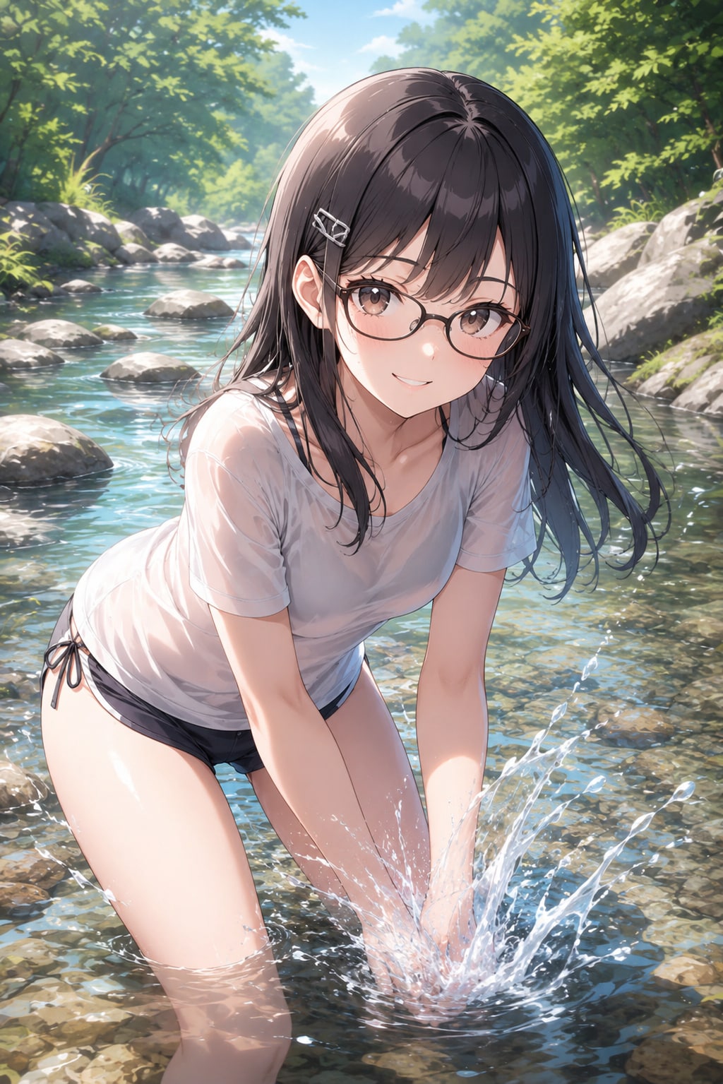 夏の川で、少し無邪気に。