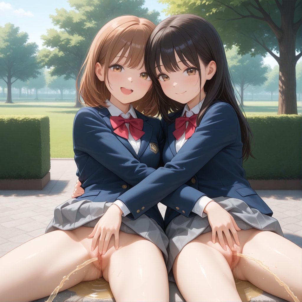 ダブル放尿セルフィ