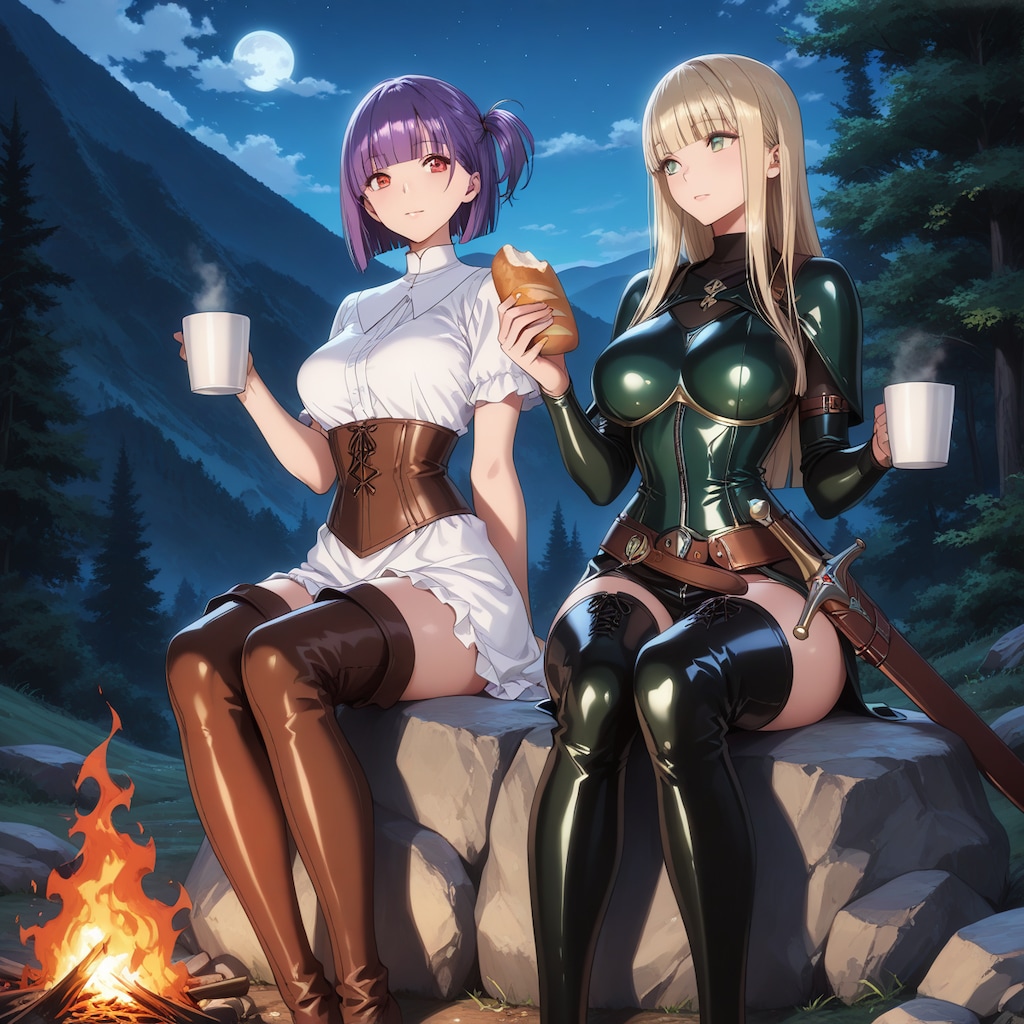 野営する冒険者