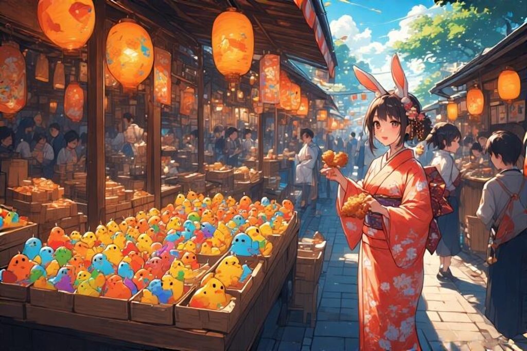 祭のカラーひよこ