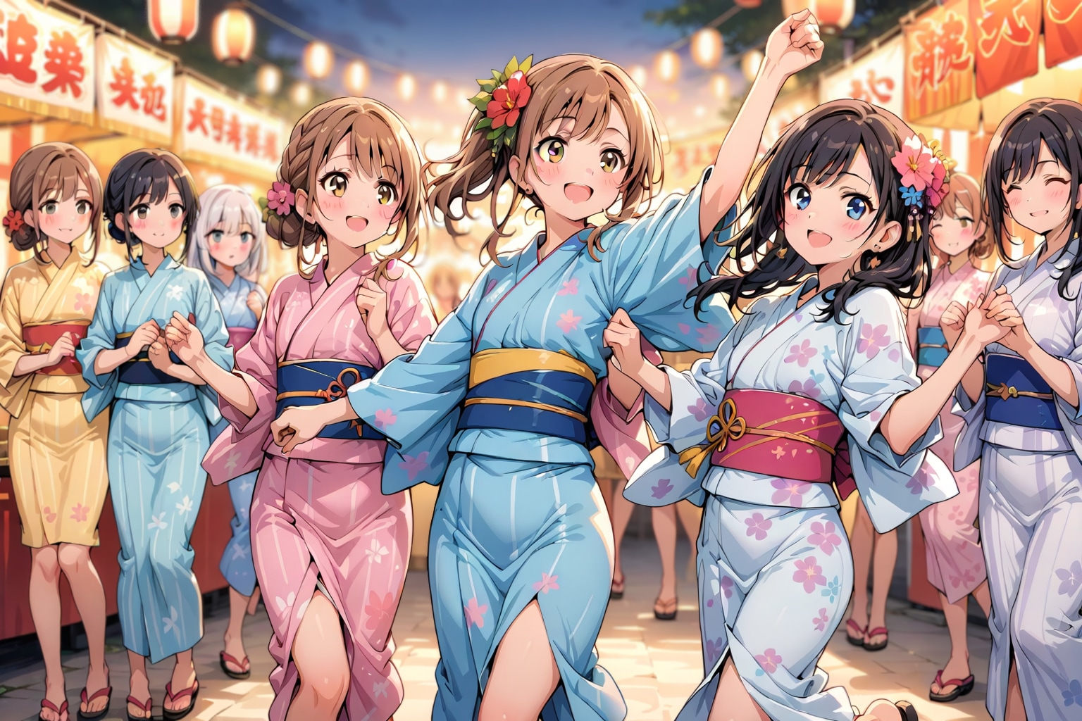 ダンシング浴衣ガールズ | の人気AIイラスト・グラビア