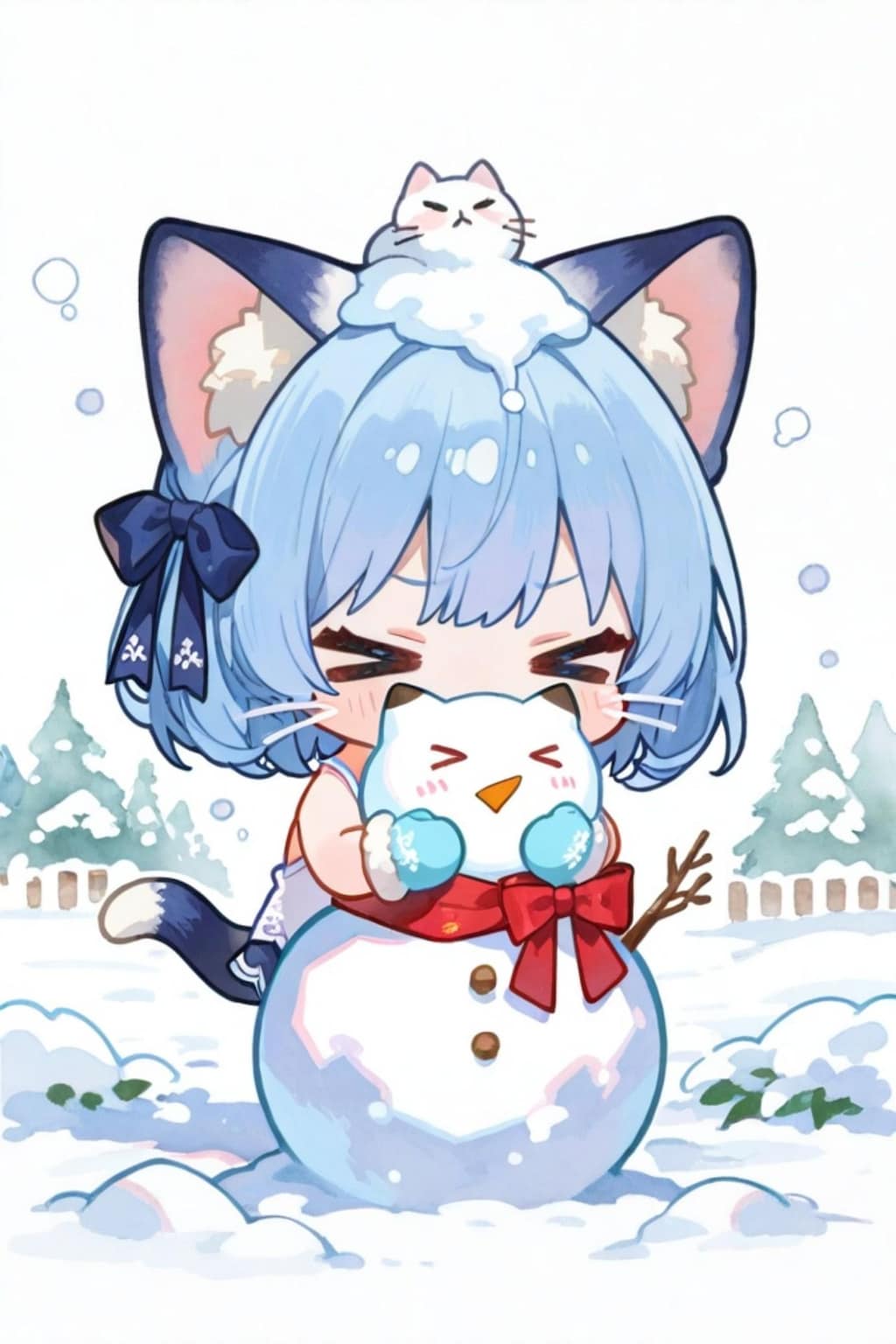 雪だるまと青髪ちゃん