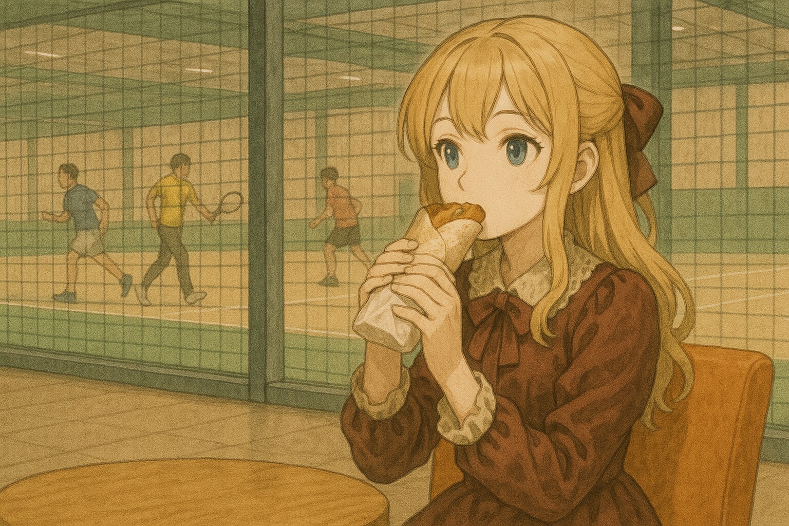 休憩スペースでジャンクフード | の人気AIイラスト・グラビア