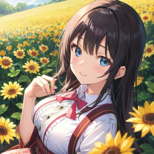 ひまわりと少女