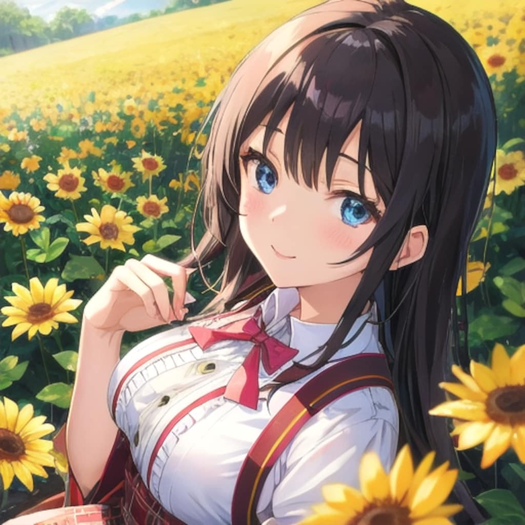 ひまわりと少女