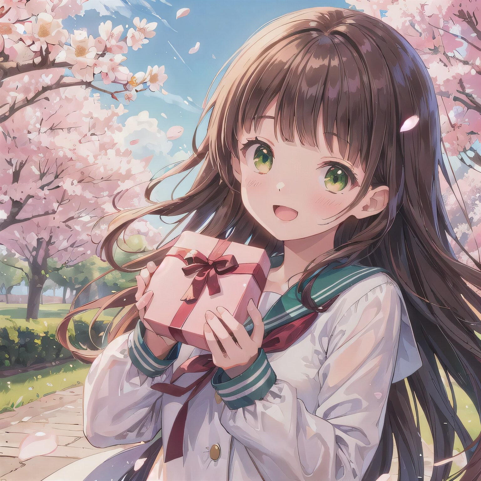 茶髪ロングでセーラー服の少女９ | の人気AIイラスト・グラビア