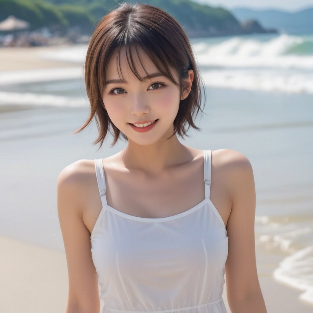 黒髪ショート　キャミソール