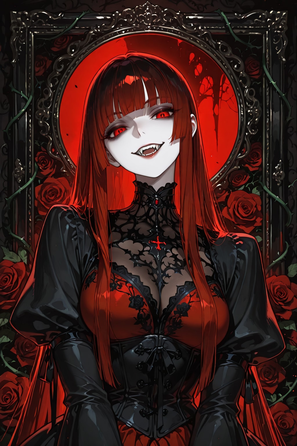 紅いゴスロリ女性。