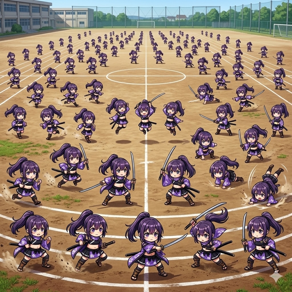 ラジオ体操第100をしているクノイチ | の人気AIイラスト・グラビア