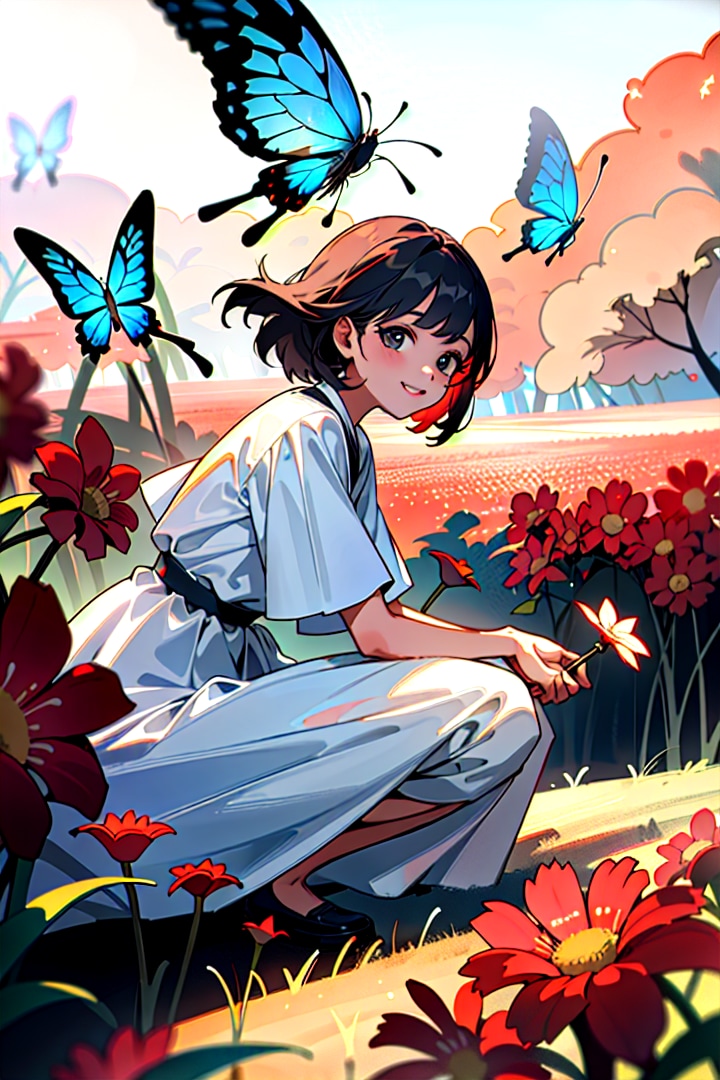少女と花