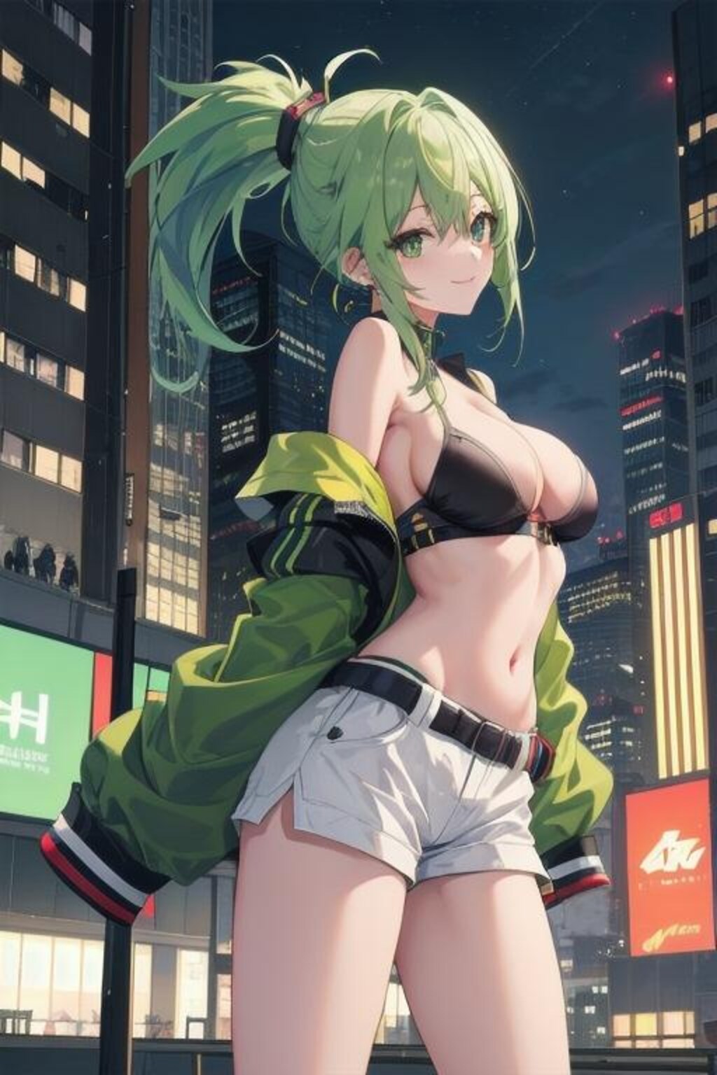 緑髪　サイバーパンク