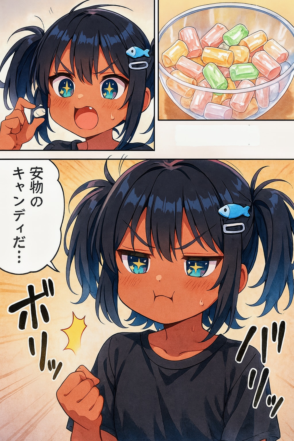 安物のキャンディーを食べるこなつちゃん