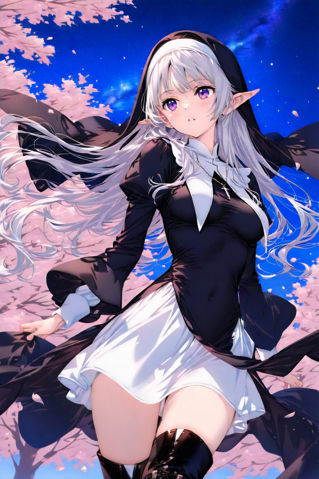 夜桜を見に
