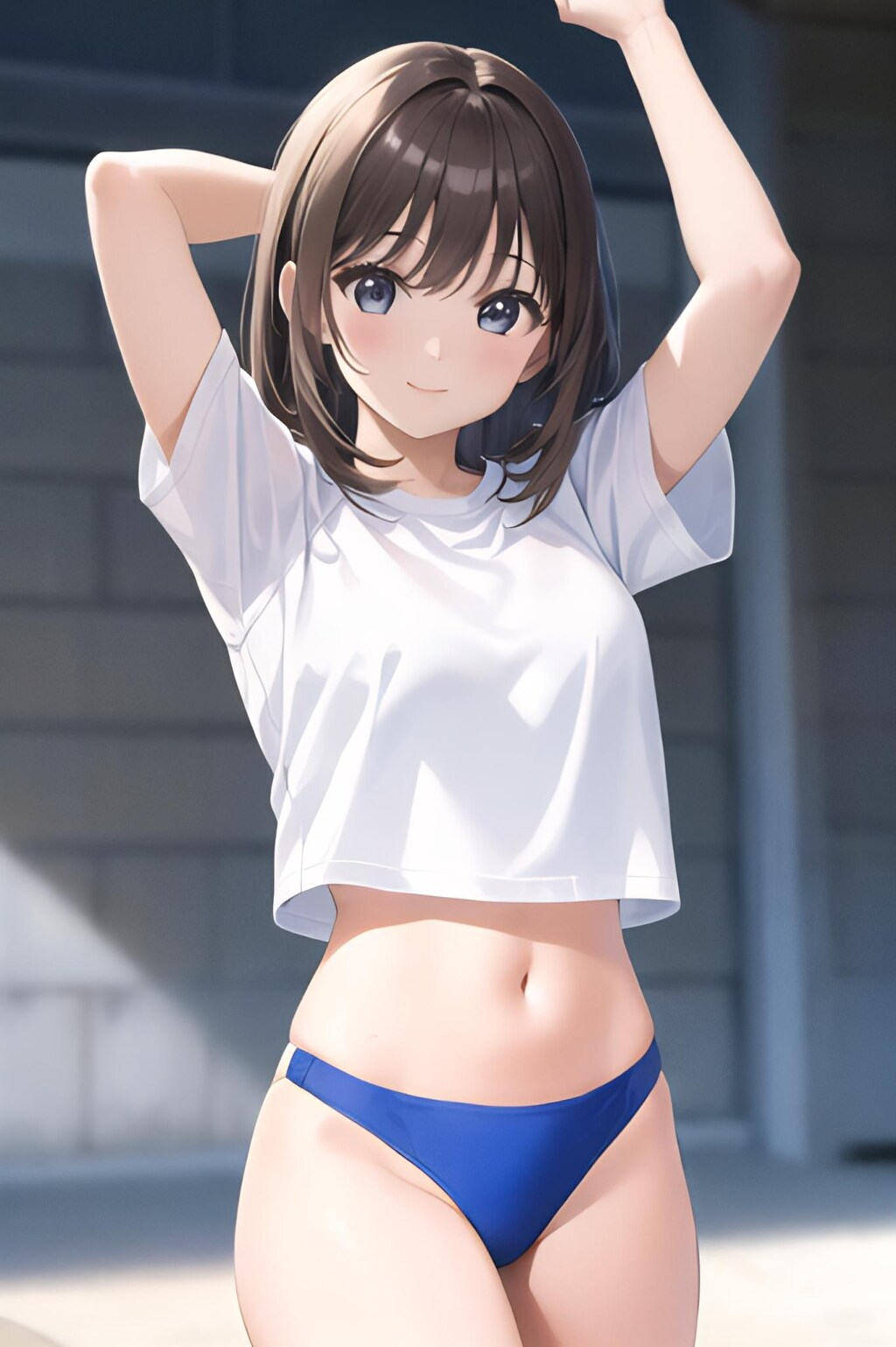 水着にTシャツな女の子