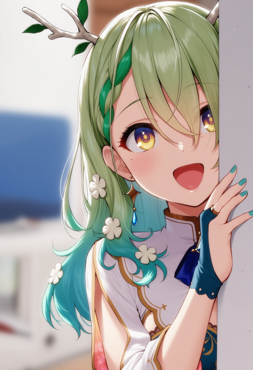 ファウナが物陰からジッと見つめているだけ