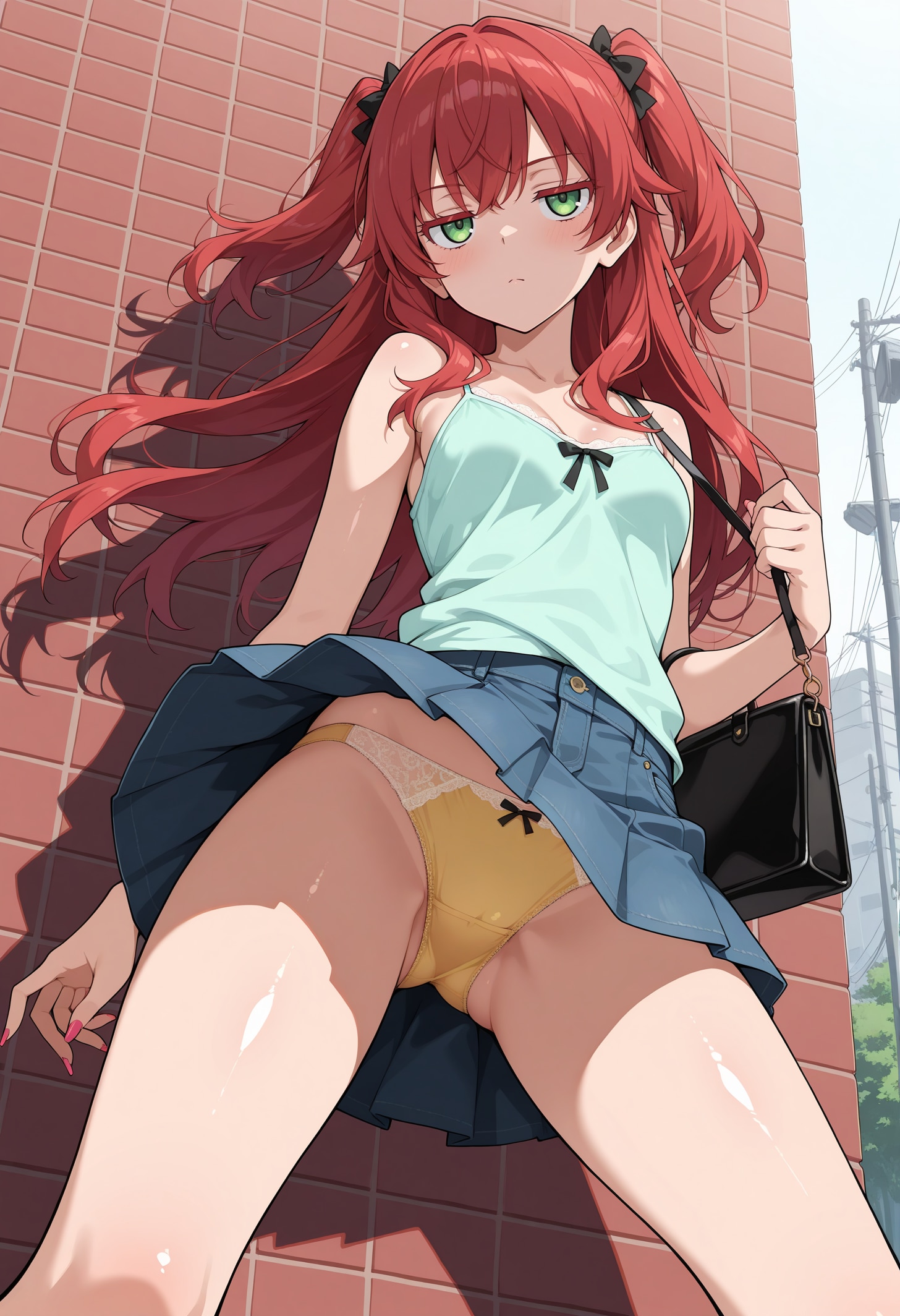 パンチラ赤髪