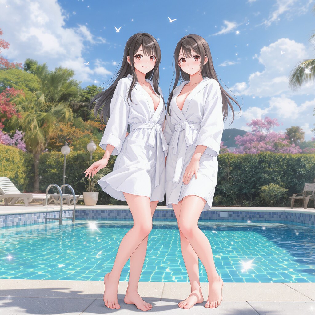 撮影後のツーショット。super cute girls