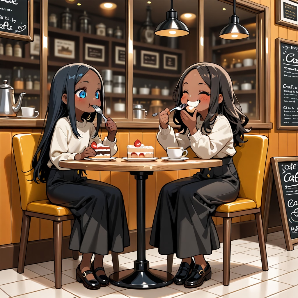 双子でカフェ休憩 | の人気AIイラスト・グラビア