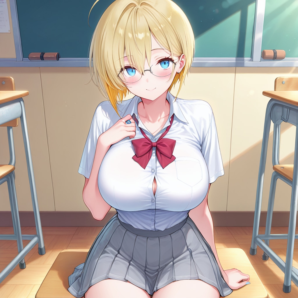 金髪ショートのメガネ女子②