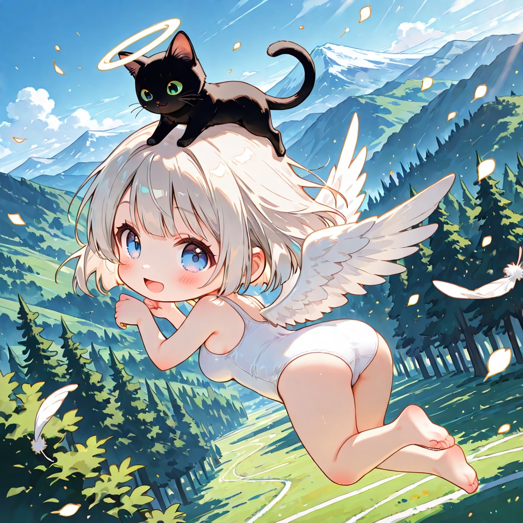 ちびスク水天使さん | の人気AIイラスト・グラビア