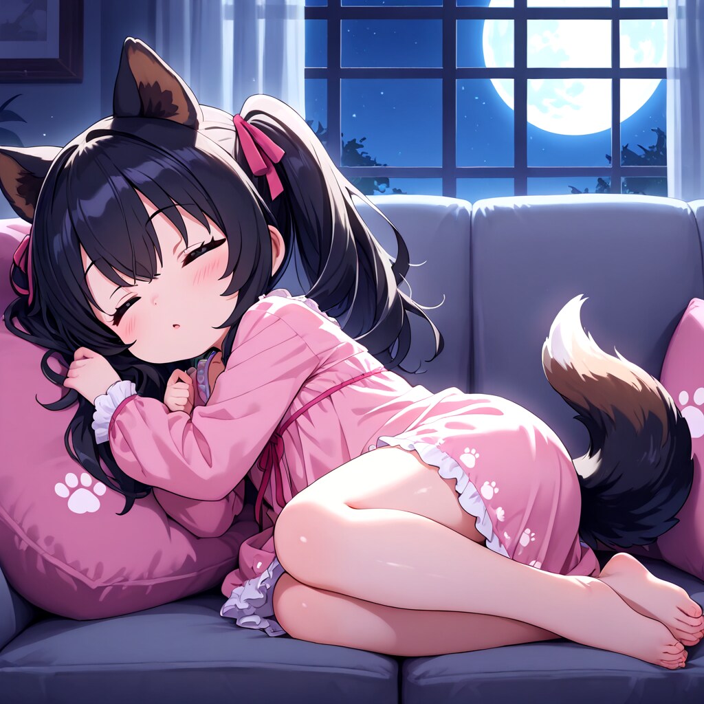 ソファーで寝てしまうワンちゃん。