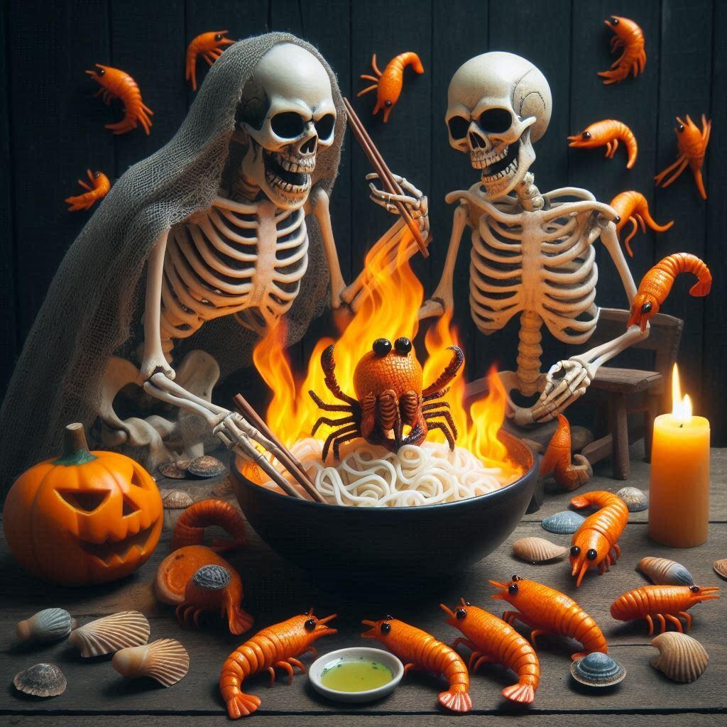 送り盆のseafood noodle