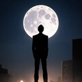 逆光、月夜、屋上にて 2枚目