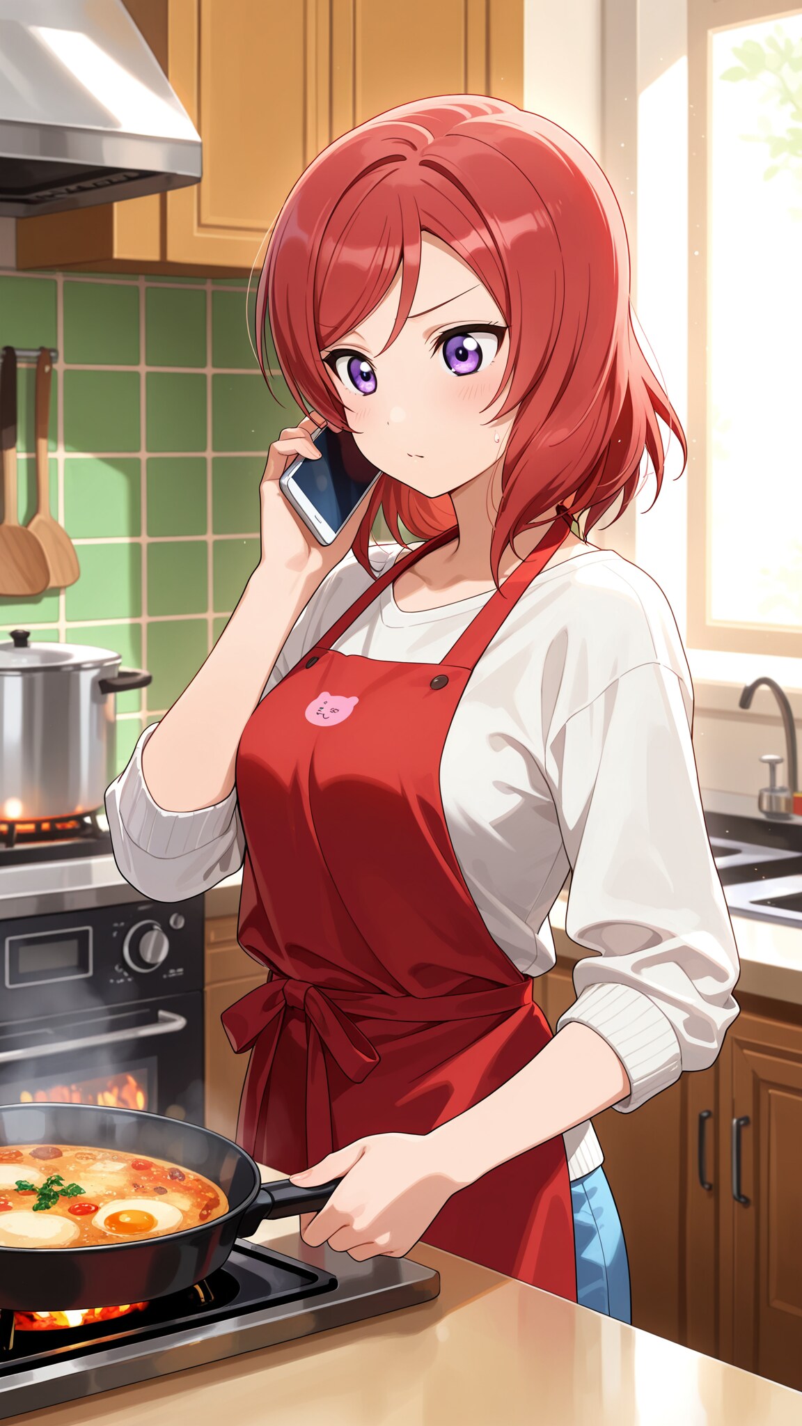 レシピを見ながら料理
