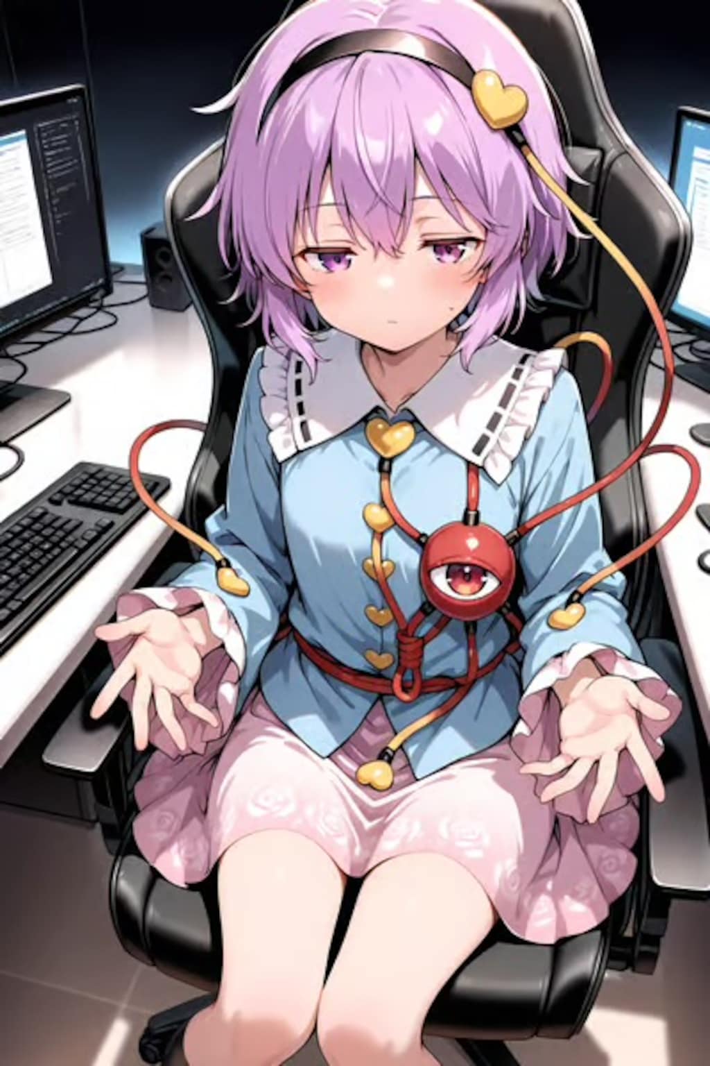 パソコン作業をするさとりちゃん
